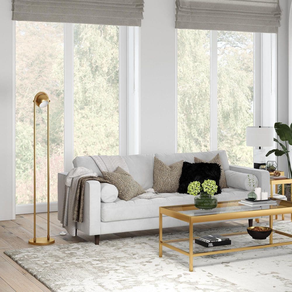 Delgado Adjustable 64" Brushed Brass Floor Lamp with Tilting Shade