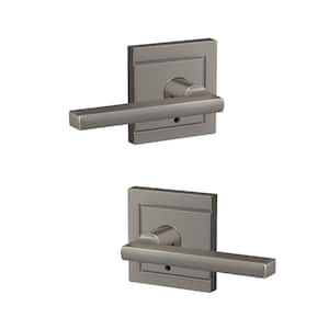 Custom Latitude Satin Nickel Dummy Door Handle with Upland Trim (2-Pack)