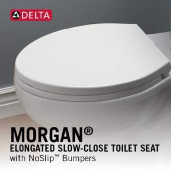 Delta Morgan Slow-Close Elongated Closed Front Toilet Seat with NoSlip  Bumpers in White 811903-WH - The Home Depot
