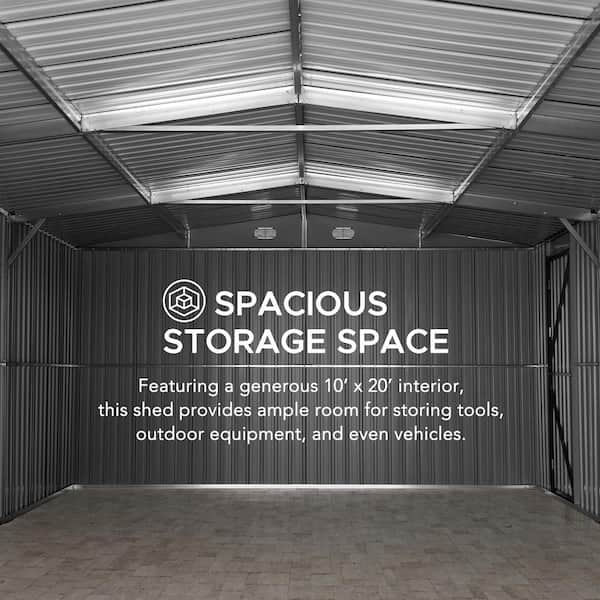 Sunjoy 13 ft. W x 20 ft. D Outdoor Storage Shed, Multi-Purpose