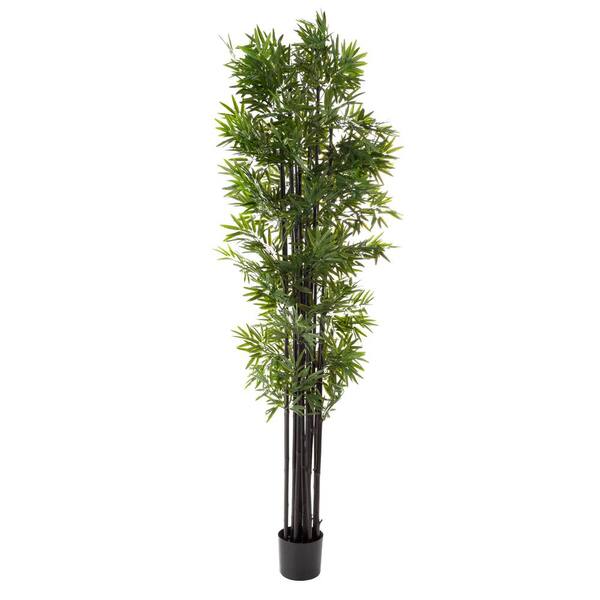 Earth Worth 6 ft. Artificial Bamboo Tree - Potted Faux Floor Plant with Black Trunk and Natural Looking Greenery