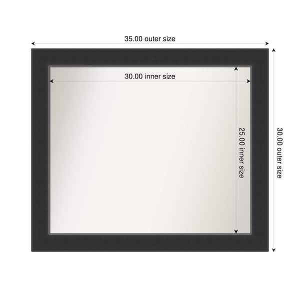 Amanti Art Corvino Black 35 in. x 30 in. Custom Non-Beveled Wood Framed Bathroom Vanity Wall Mirror