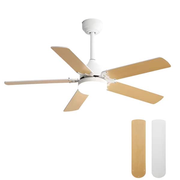 Sofucor 52 in. Indoor Modern White Integrated LED Ceiling Fan with Dual-Finish Blades and Remote Control