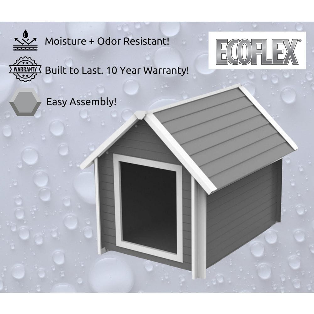 Large Gray and White Insulated ECOFLEX Raised Dog House