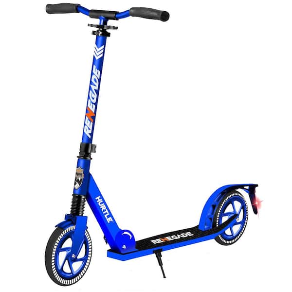 HURTLE Lightweight and Foldable Kick Scooter Adjustable for Teens and Adult, Alloy Deck with High Impact Wheels in Blue