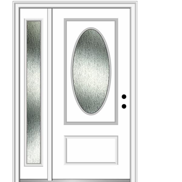 MMI Door 48 in. x 80 in. Left-Hand Inswing Rain Glass Primed Fiberglass Prehung Front Door on 4-9/16 in. Frame