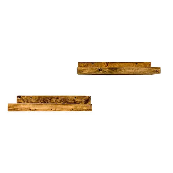 Unbranded Rustic Luxe 7 in. x 20 in. Dark Walnut Pine Floating Decorative Wall Shelve