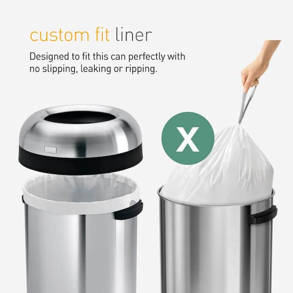 simplehuman 80L Round Open Top Commercial Trash Can, Brushed