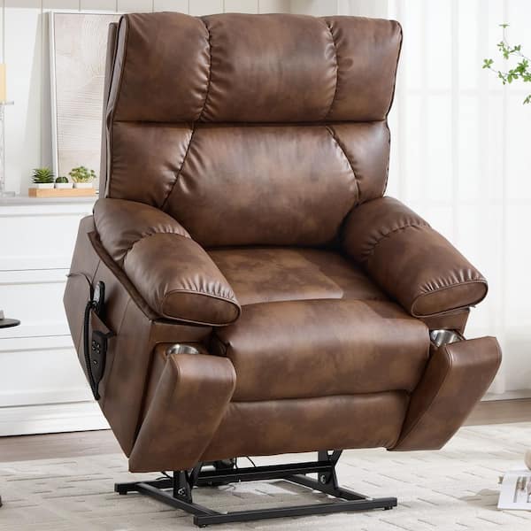 aisword Retro Brown Oversized Dual Motor Genuine Leather Power