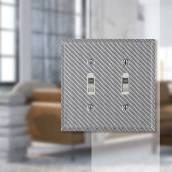 Branston 2 Gang Toggle Steel Wall Plate - Silver