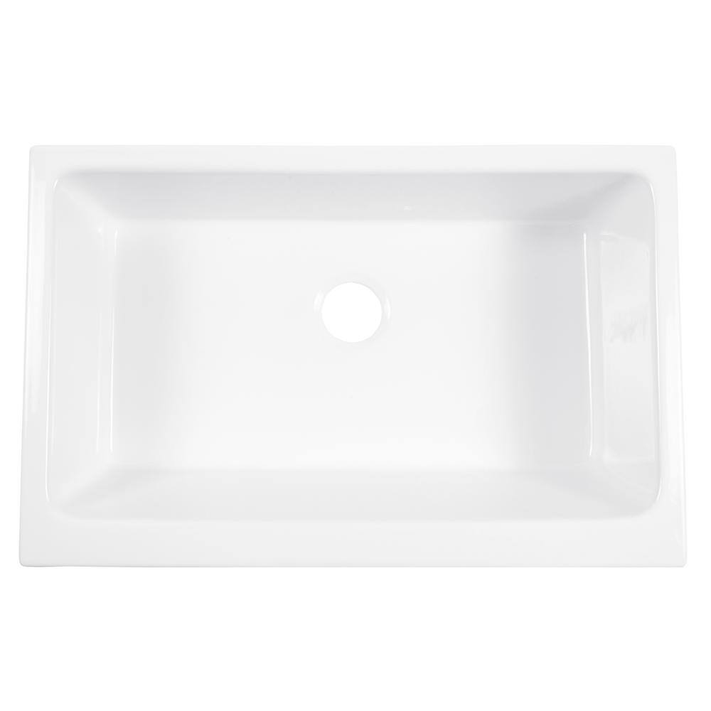 Grace White Fireclay Farmhouse Apron Kitchen Sink with Black Faucet