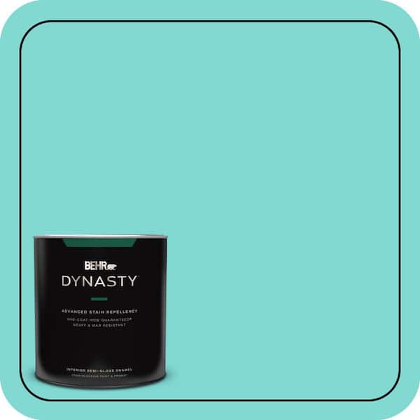 BEHR DYNASTY 1 qt. #MQ4-22 Key Largo One-Coat Hide Semi-Gloss Enamel Interior Stain-Blocking Paint & Primer