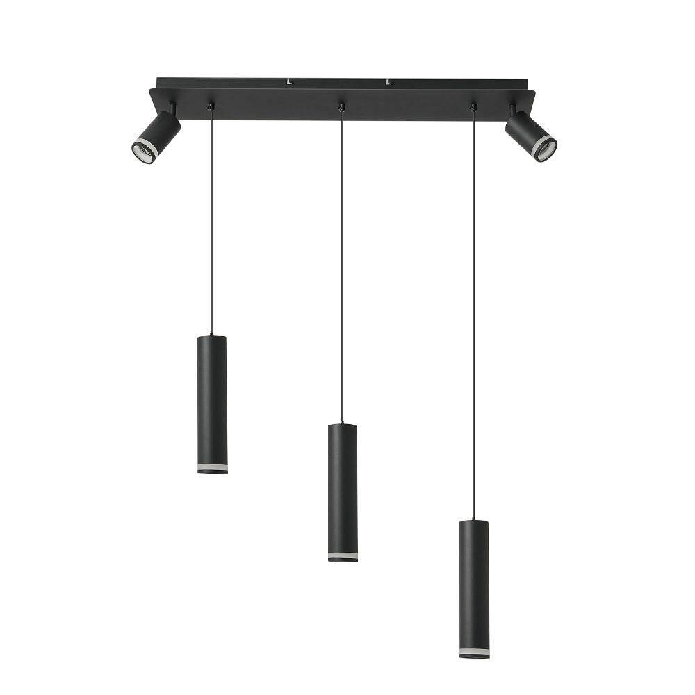 5-Light Vintage Black Integrated LED Chandeliers Light Fixture Cylinder Kit
