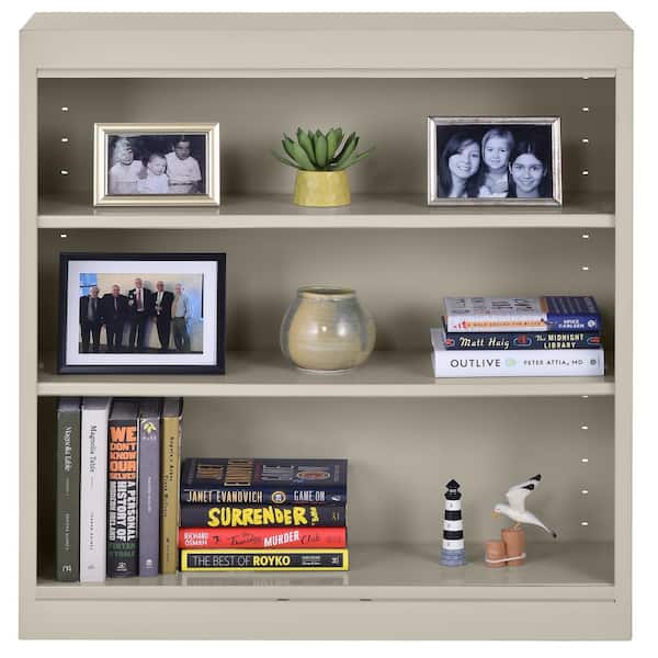 36 in. Tall Putty Steel 3-Shelf Welded Standard Bookcase