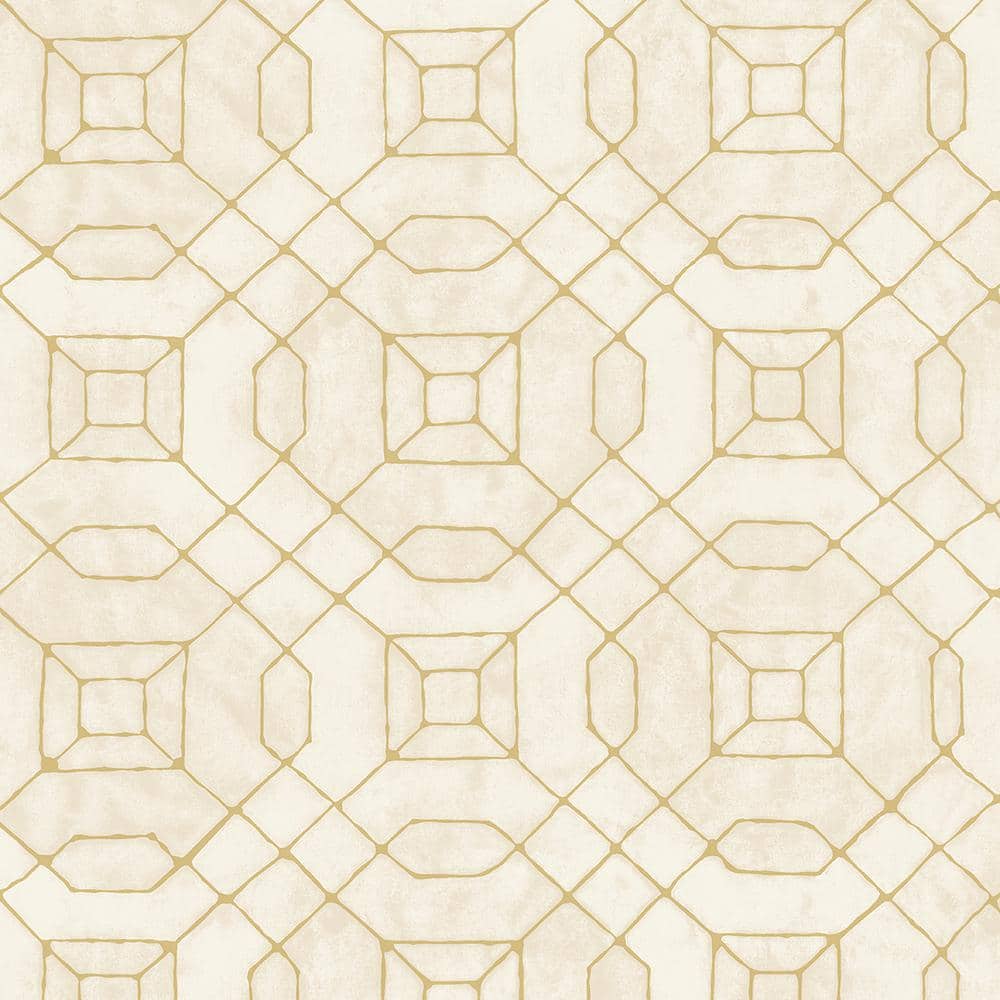 Metallic FX Cream and Gold Geometric Non-Woven Paper Wallpaper