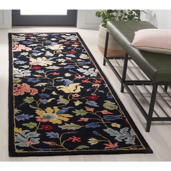 Chelsea 3 ft. x 8 ft. Black/Red Oversized Floral Runner Rug