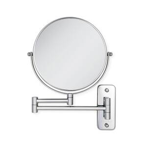 9.25-in. W x 12.25-in. H Round Swing Arm Magnifying Wall Bathroom Makeup Mirror in Chrome