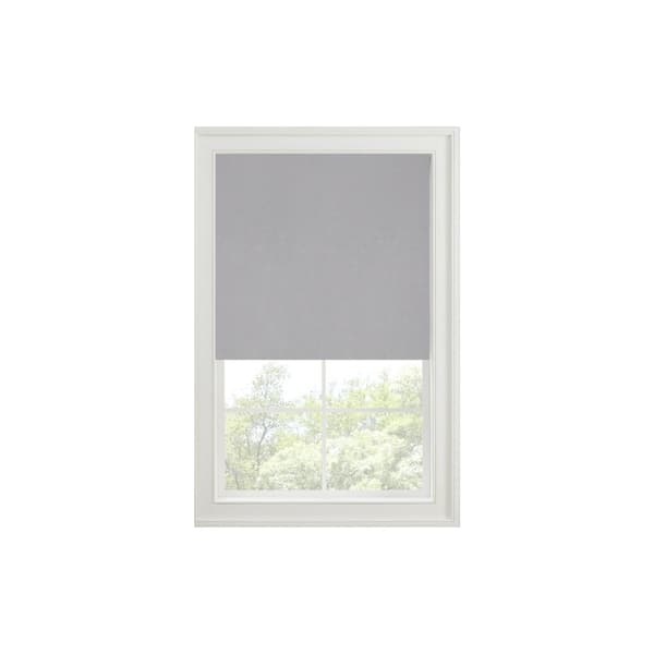 Eclipse Faux Silk Grey Cordless 100% Blackout Solid Polyester Roman Shade 23 in. W x 64 in. L
