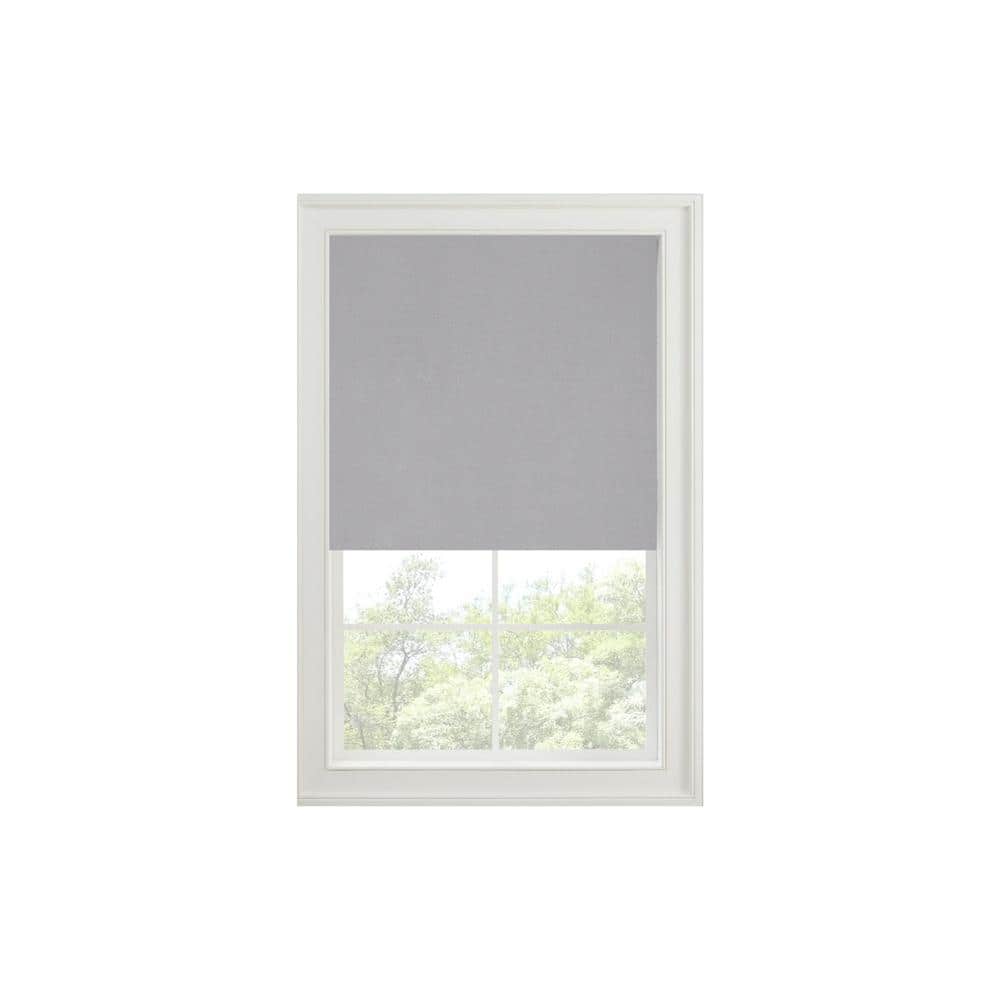 Gray Faux Silk Cordless Blackout Roman Shade 36" x 64"