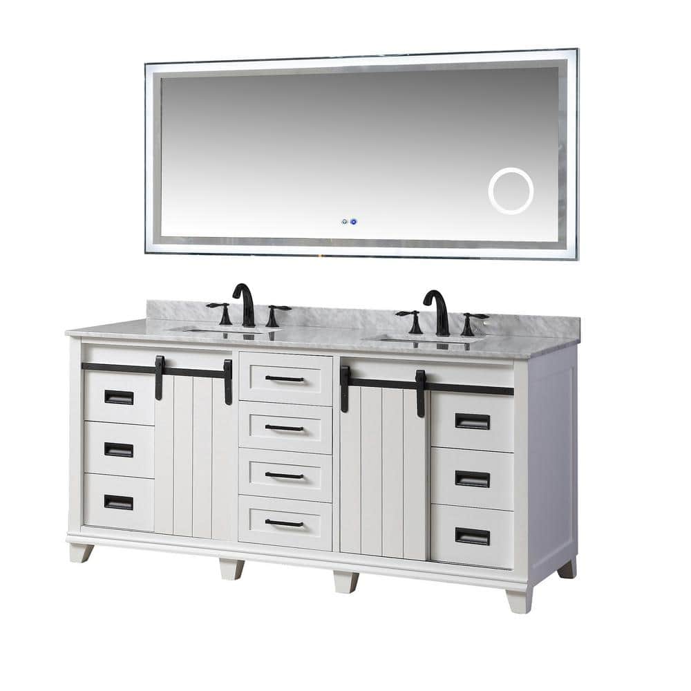 Direct vanity sink 72 in. W x 25 in. D x 34 in. H Double Sink