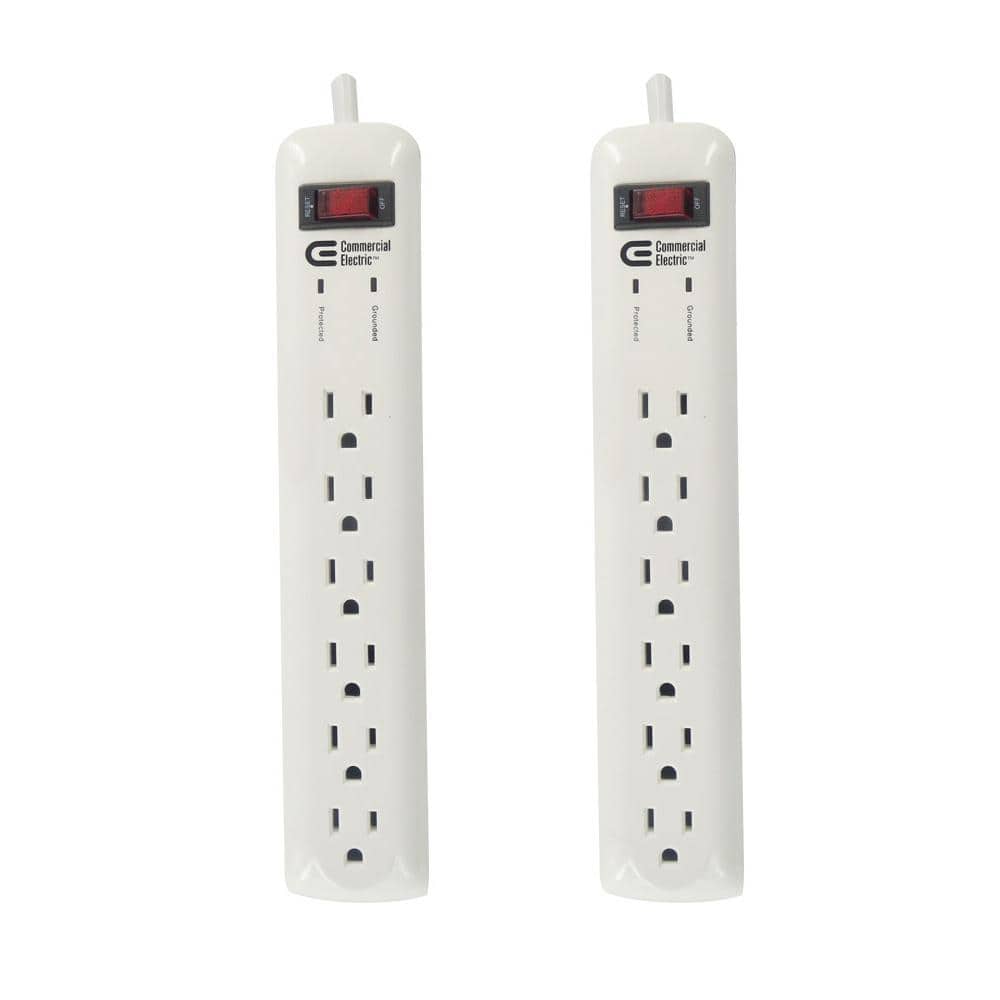 8 ft. 6-Outlet Surge Protector with 45-Degree Flat Angle Plug, White (2-Pack) price history on PriceWatchPro