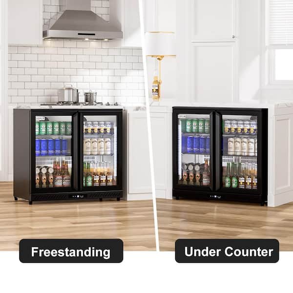 36 in. 7.45 cu. ft. Single Zone 208-Cans Beverage Cooler in Black, Self-Evaporation System, ETL Certified, 32°F to 50°F
