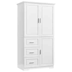 White 62.2 in. Accent Storage Cabinet with Adjustable Shelves and 3 Drawers for Home Office