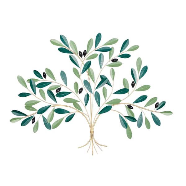 Litton Lane 31 in. x 40 in. Green Metal Coastal Style Wall Decor
