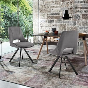 Lexi Dining Room Accent Chair in Grey Velvet and Black