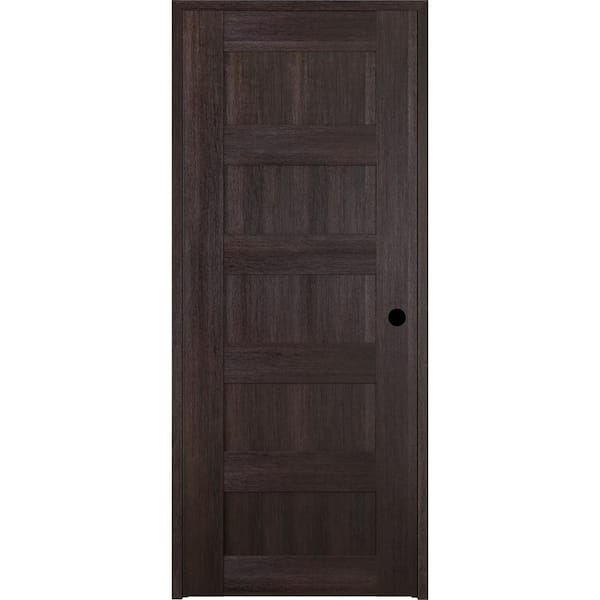 Unbranded 18 in. x 80 in. Vona Left-Handed Solid Core Veralinga Oak Textured Wood Single Prehung Interior Door