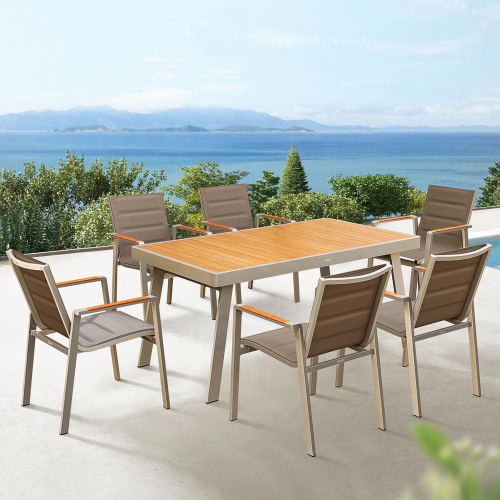 HIGOLD Gray 7-Piece Aluminum Outdoor Patio Dining Set HG3801170 - The ...