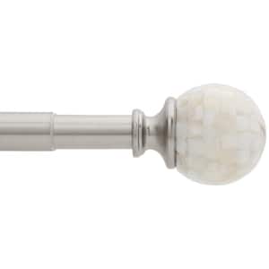 36 in. - 72 in. Telescoping 1 in. Single Curtain Rod Kit in Brushed Nickel with Shell Ball Finial