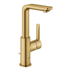 Lineare Single-Handle Sinlge-Hole L-Size 1.2 GPM Bathroom Faucet with Drain Assembly in Brushed Cool Sunrise