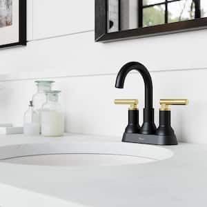 Capistrano 4 in. Centerset Double Handle Bathroom Faucet in Matte Black/Brushed Gold