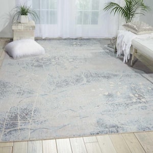 Somerset Silver/Blue 10 ft. x 13 ft. Botanical Contemporary Area Rug