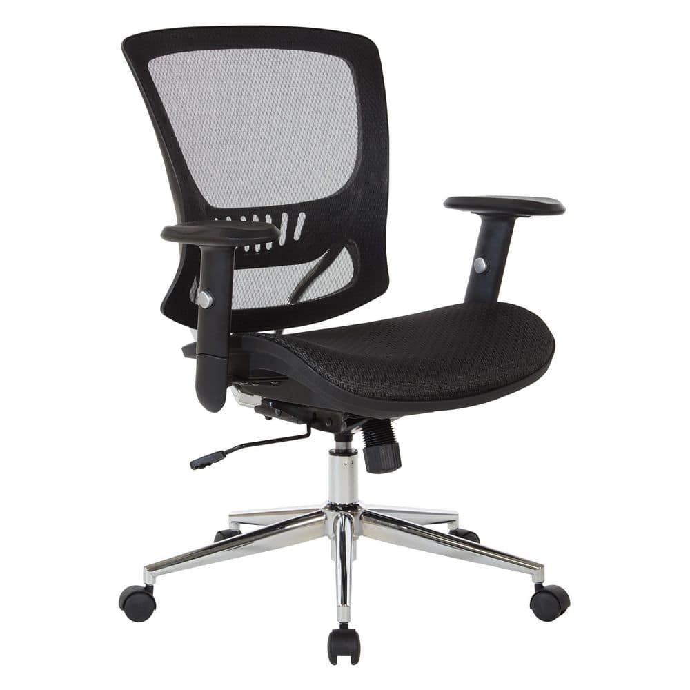 OSP Home Furnishings - Mesh Screen Seat and Back Adjustable Manager's Chair - Black