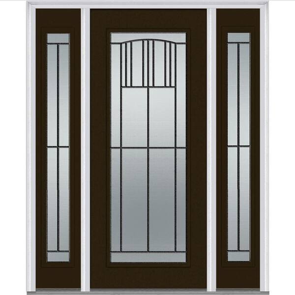 MMI Door 64 in. x 80 in. Madison Right-Hand Inswing Full Lite Decorative Painted Steel Prehung Front Door with Sidelites