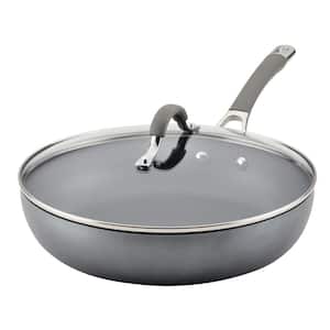 Elementum 12 in. Hard-Anodized Aluminum Nonstick Deep-Frying Pan in Gray with Lid