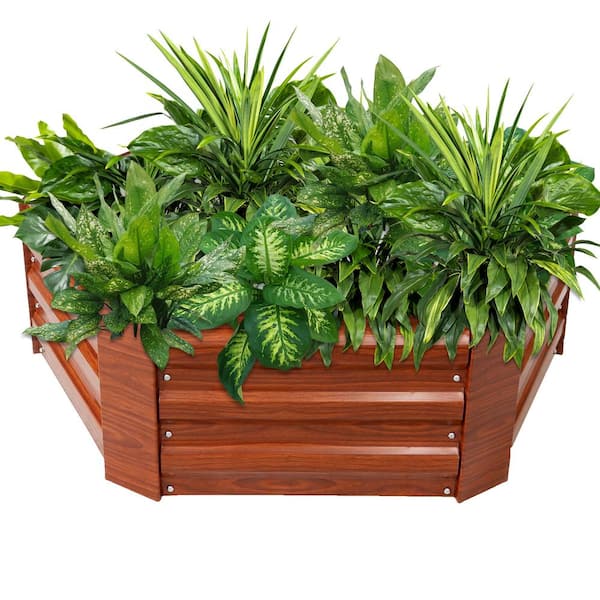 40 in. Hexagon Woodgrain Galvanized Steel Raised Bed
