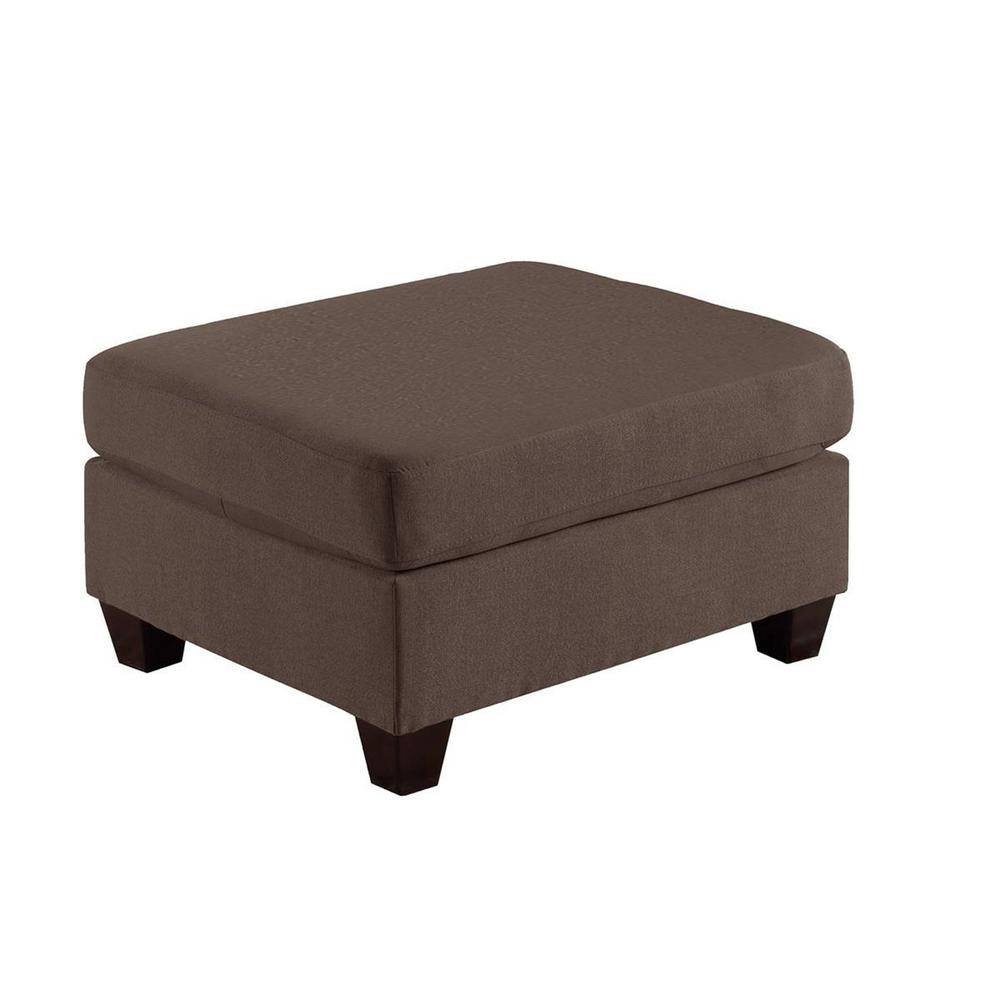Mingle Black Coffee Linen-Like Fabric Upholstered Cocktail Ottoman