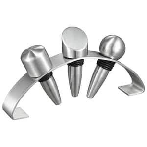 Barlow Stainless Steel Wine Stoppers with Arched Stand (Set of 3)