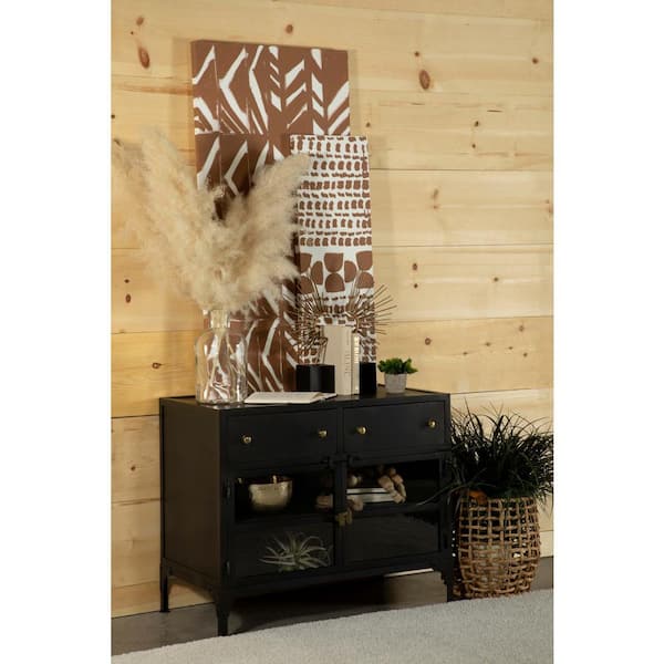 Coaster Sadler Black 2-drawer Accent Cabinet with Glass Doors
