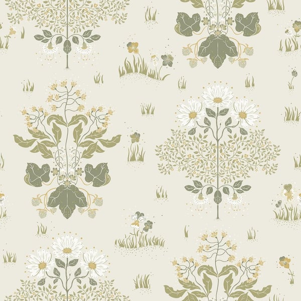 A-Street Prints Elda Green Delicate Daisies Wallpaper Sample