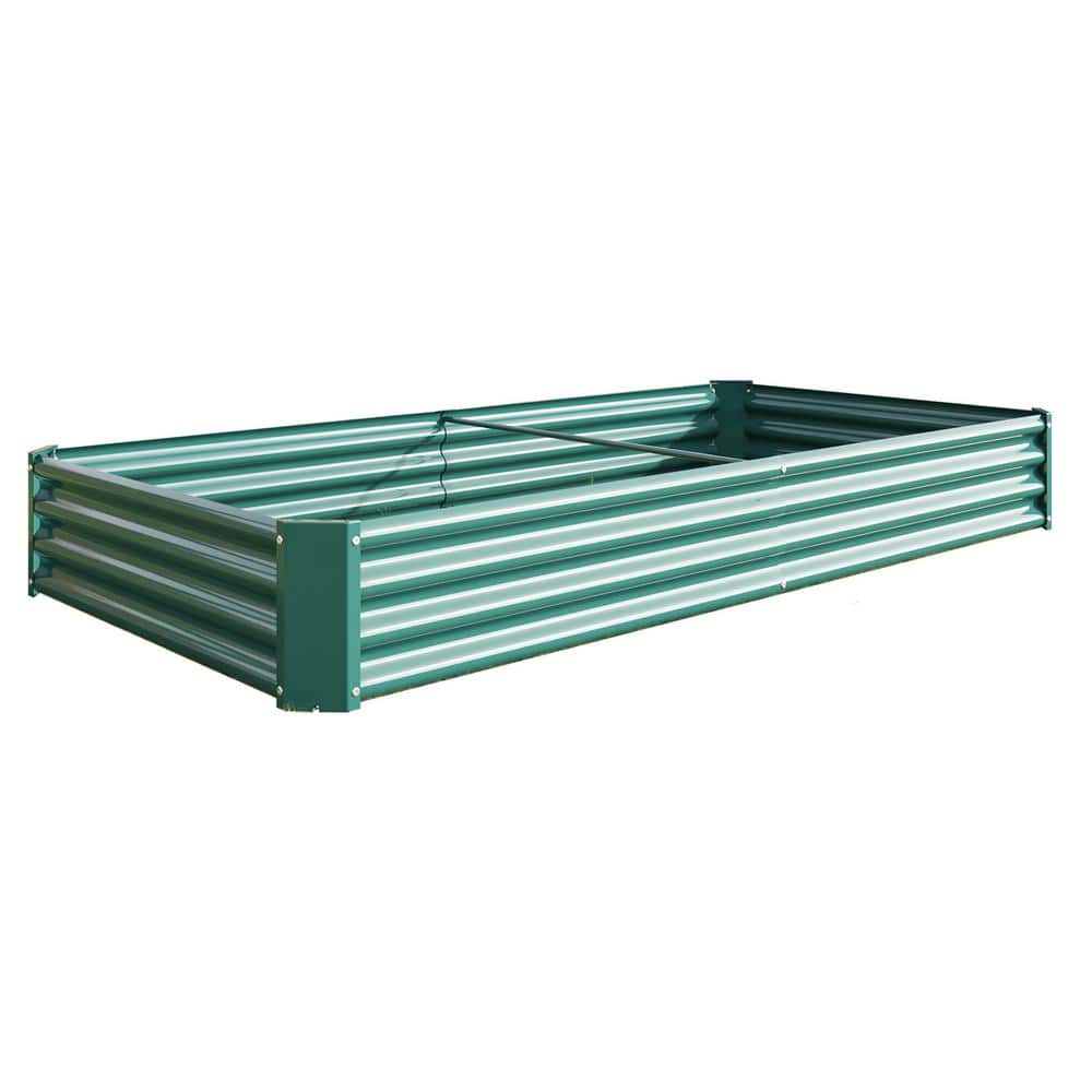 11.8 in. Tall 7.6 ft x 3.7 ft. Green Metal Raised Garden Bed Kit for Vegeta