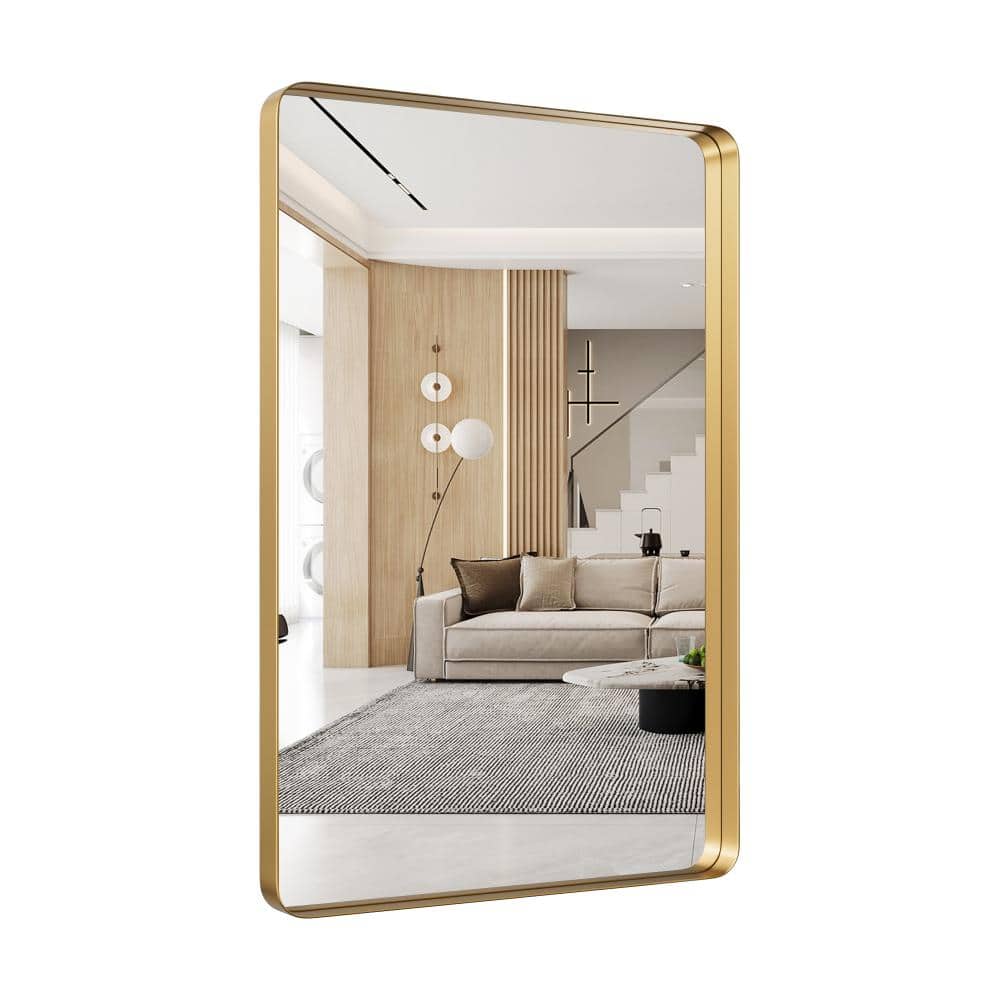 20 in. W x 28 in. H Rectangle Metal Framed Wall Mirrors Bathroom Mirror Vanity Mirror Modern Mirror in Gold price history on PriceWatchPro