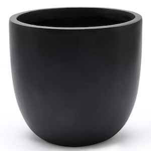 9.2 in. H Round Tapered Black MgO Composite Planter Pot