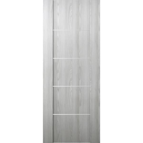 Belldinni Vona 01 4H 18 in. W x 80 in. H x 1-3/4 in. D 1-Panel Solid Core Ribeira Ash Prefinished Wood Interior Door Slab