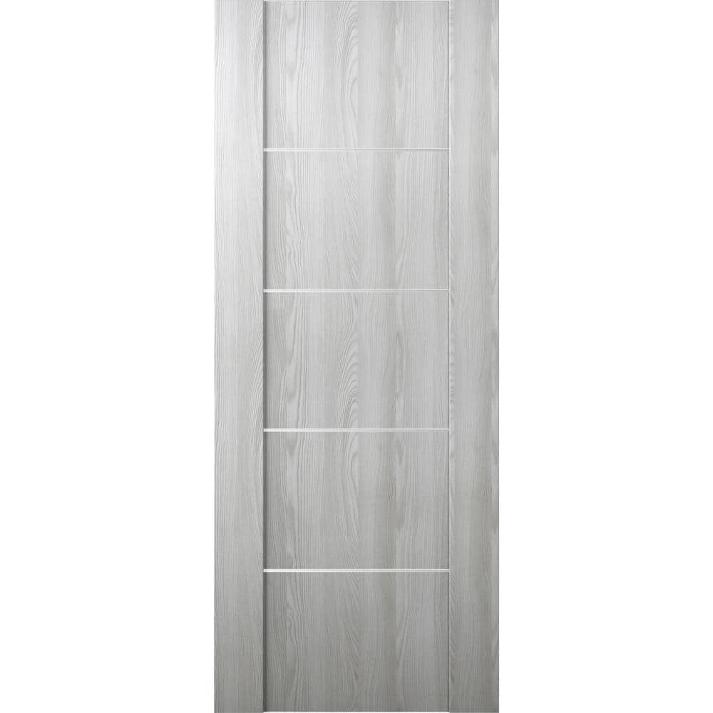 Vona 01 4H 24 in. W x 80 in. H x 1-3/4 in. D 1-Panel Solid Core Ribeira Ash Prefinished Wood Interior Door Slab -  Belldinni, 163681