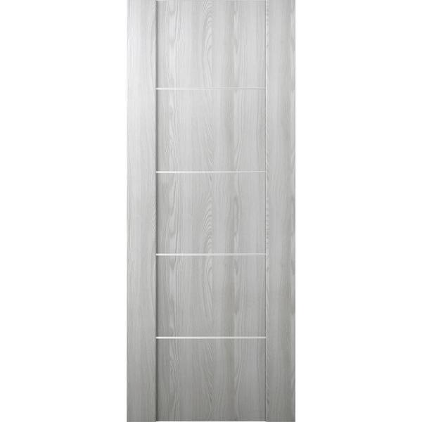 Belldinni Vona 01 4H 28 in. W x 80 in. H x 1-3/4 in. D 1-Panel Solid Core Ribeira Ash Prefinished Wood Interior Door Slab