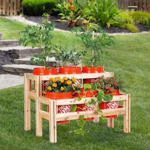 43 in. x 30 in. x 30 in. 2-Tiers 6-Bucket Elevated Unfinished Wood Cedar Garden Frame Raised Beds